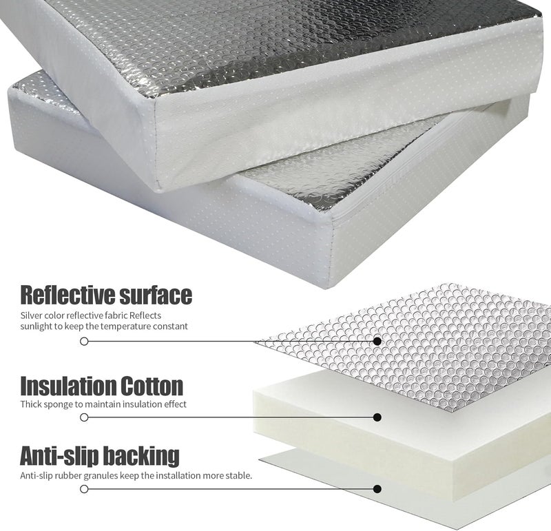 runfider 2PCS 14"x14"x3" Universal RV Vent Insulator, RV Skylight Cover with Reflective Surface, Skylight Shade Energy Savings Sunroof Fits for 14 Inch X 14 Inch RV/for Camper Vents - Image 4